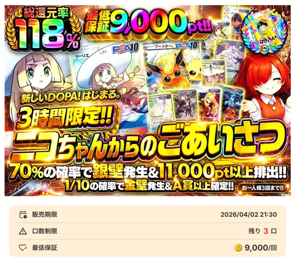 ニコちゃんからのごあいさつ（一口10,000pt）